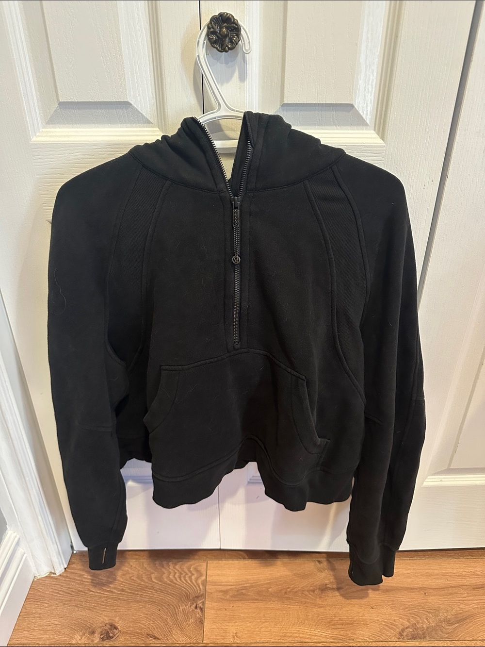 Black Half-Zip Hooded Sweatshirt